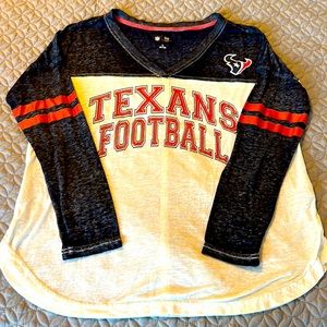 Houston Texans NFL Long Sleeve V-neck Rhinestone Oversized Tee Size Large